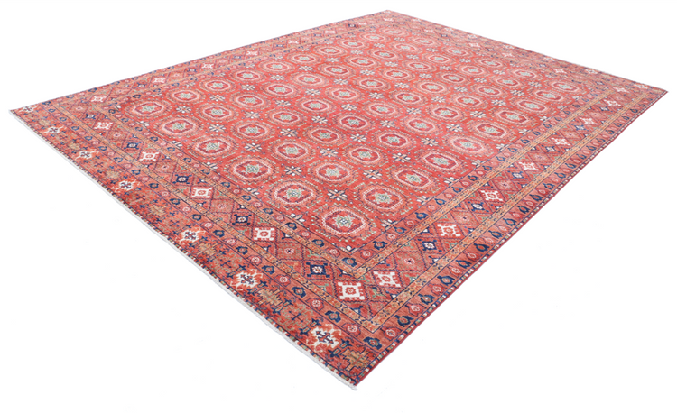 Hand Knotted Humna Wool Rug - 8' 11" X 11' 10" 8' 11" X 11' 10" (272 X 361) / Red / Wool