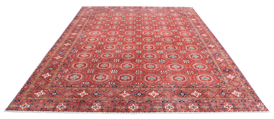 Hand Knotted Humna Wool Rug - 8' 11" X 11' 10" 8' 11" X 11' 10" (272 X 361) / Red / Wool