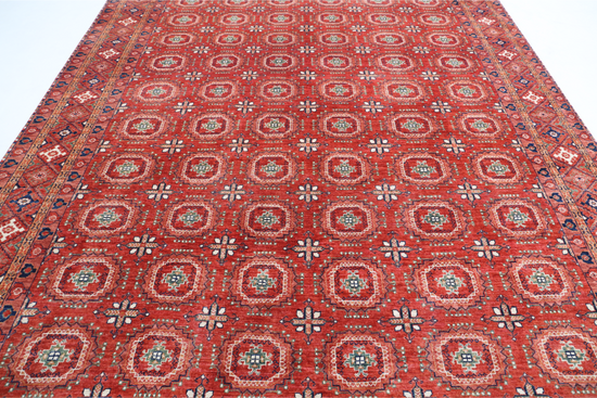 Hand Knotted Humna Wool Rug - 8' 11" X 11' 10" 8' 11" X 11' 10" (272 X 361) / Red / Wool