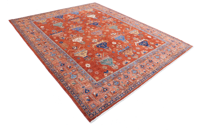 Hand Knotted Humna Wool Rug - 8' 4" X 10' 0" 8' 4" X 10' 0" (254 X 305) / Red / Wool