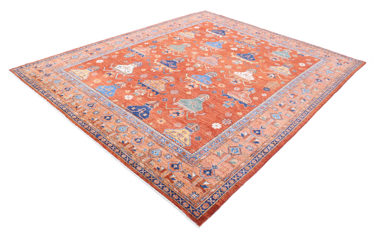 Hand Knotted Humna Wool Rug - 8' 4" X 10' 0" 8' 4" X 10' 0" (254 X 305) / Red / Wool