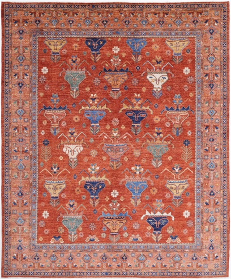 Hand Knotted Humna Wool Rug - 8' 4" X 10' 0" 8' 4" X 10' 0" (254 X 305) / Red / Wool