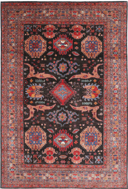 Hand Knotted Nomadic Caucasian Humna Wool Rug - 9'10'' x 14'7''