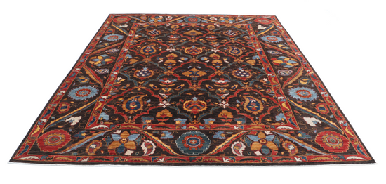 Hand Knotted Humna Wool Rug - 8' 1" X 9' 8" 8' 1" X 9' 8" (246 X 295) / Brown / Wool