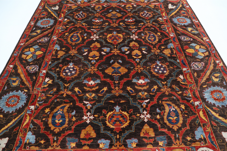 Hand Knotted Humna Wool Rug - 8' 1" X 9' 8" 8' 1" X 9' 8" (246 X 295) / Brown / Wool