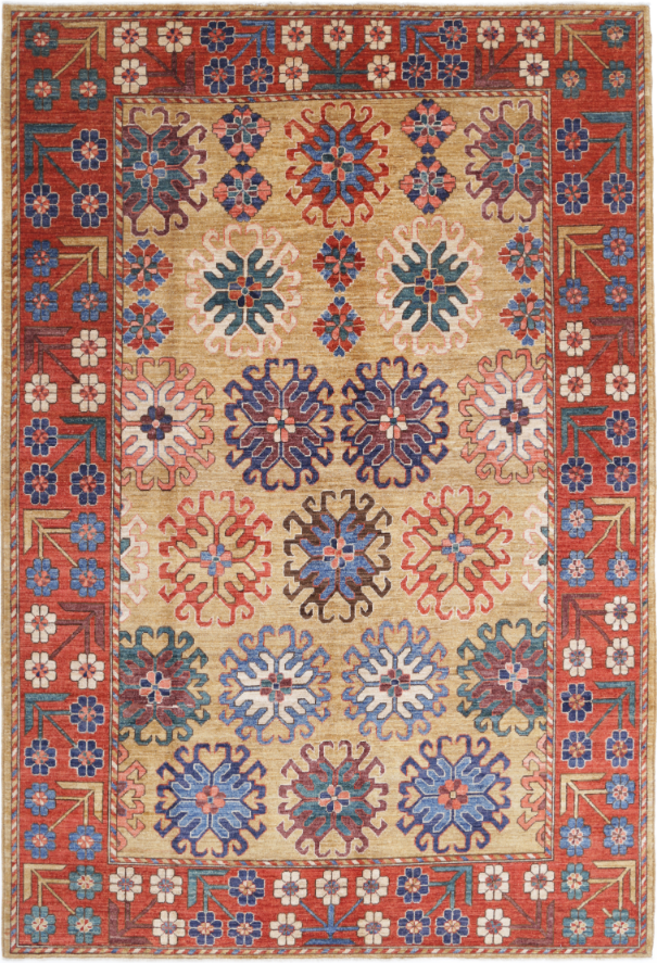 Hand Knotted Humna Wool Rug - 6' 10" X 10' 1" 6' 10" X 10' 1" (208 X 307) / Gold / Wool