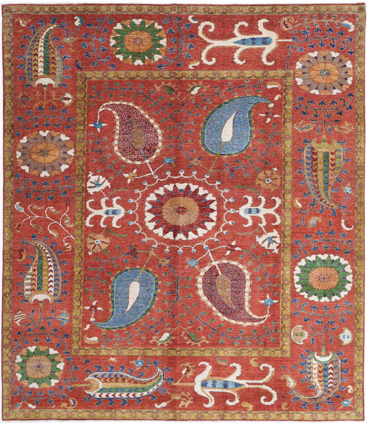 Hand Knotted  Humna Wool Rug - 9'1'' x 10'7''