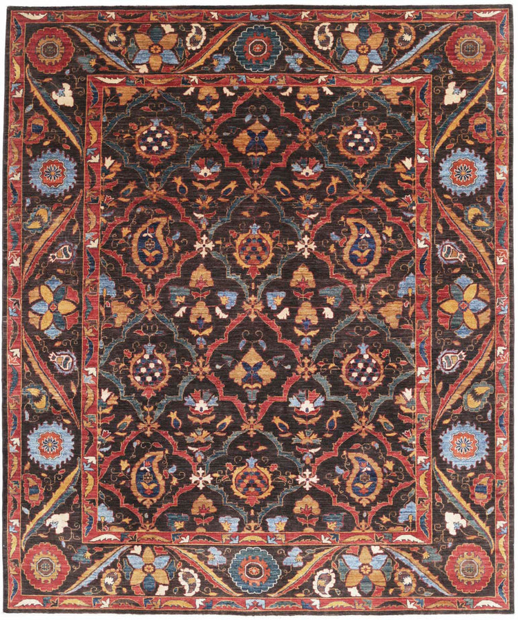 Hand Knotted Nomadic Caucasian Humna Wool Rug - 8'2'' x 9'9''