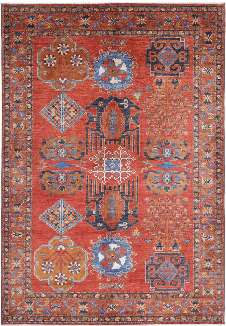 Hand Knotted Nomadic Caucasian Humna Wool Rug - 6'10'' x 10'1''