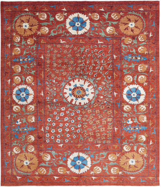Hand Knotted  Humna Wool Rug - 9'1'' x 10'8''