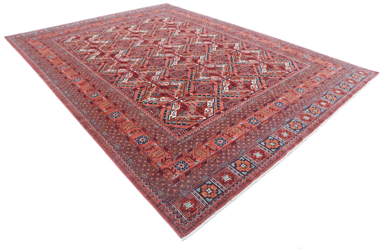 Hand Knotted Humna Wool Rug - 10' 1" X 13' 8" 10' 1" X 13' 8" (307 X 417) / Red / Wool