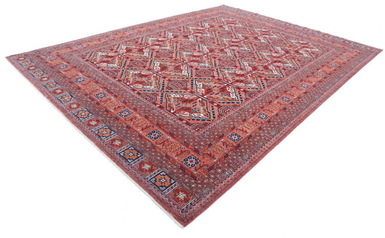 Hand Knotted Humna Wool Rug - 10' 1" X 13' 8" 10' 1" X 13' 8" (307 X 417) / Red / Wool