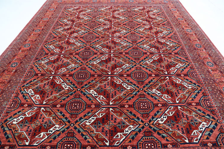 Hand Knotted Humna Wool Rug - 10' 1" X 13' 8" 10' 1" X 13' 8" (307 X 417) / Red / Wool