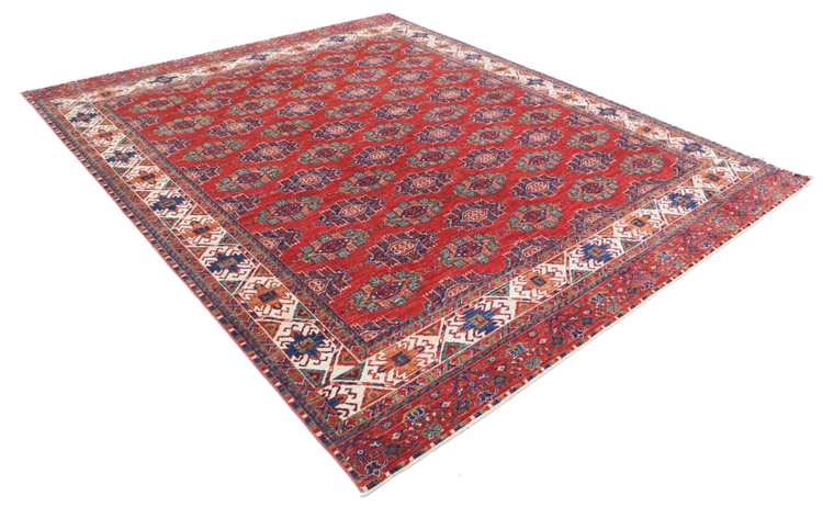 Hand Knotted Humna Wool Rug - 8' 1" X 9' 9" 8' 1" X 9' 9" (246 X 297) / Red / Wool