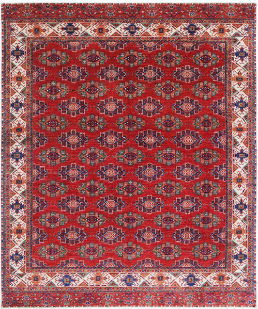 Hand Knotted Humna Wool Rug - 8' 1" X 9' 9" 8' 1" X 9' 9" (246 X 297) / Red / Wool