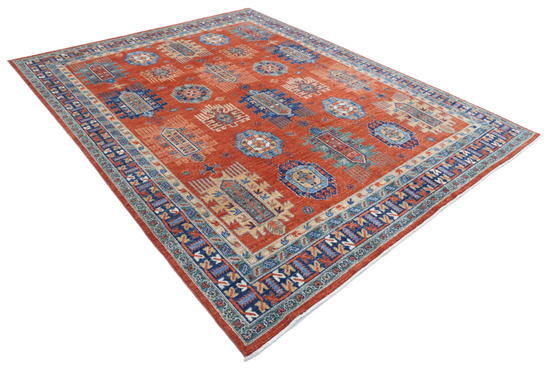 Hand Knotted Humna Wool Rug - 7' 8" X 9' 7" 7' 8" X 9' 7" (234 X 292) / Red / Wool