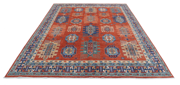 Hand Knotted Humna Wool Rug - 7' 8" X 9' 7" 7' 8" X 9' 7" (234 X 292) / Red / Wool