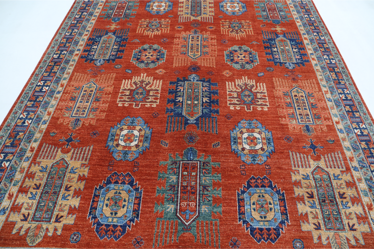 Hand Knotted Humna Wool Rug - 7' 8" X 9' 7" 7' 8" X 9' 7" (234 X 292) / Red / Wool