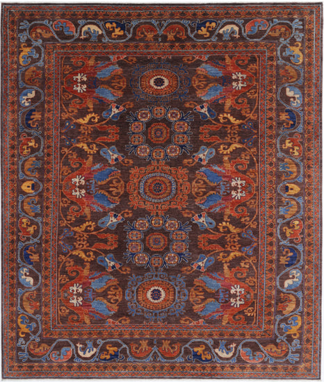 Hand Knotted Humna Wool Rug - 8' 1" X 9' 9" 8' 1" X 9' 9" (246 X 297) / Brown / Wool