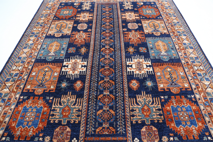 Hand Knotted Humna Wool Rug - 8' 1" X 10' 0" 8' 1" X 10' 0" (246 X 305) / Blue / Wool