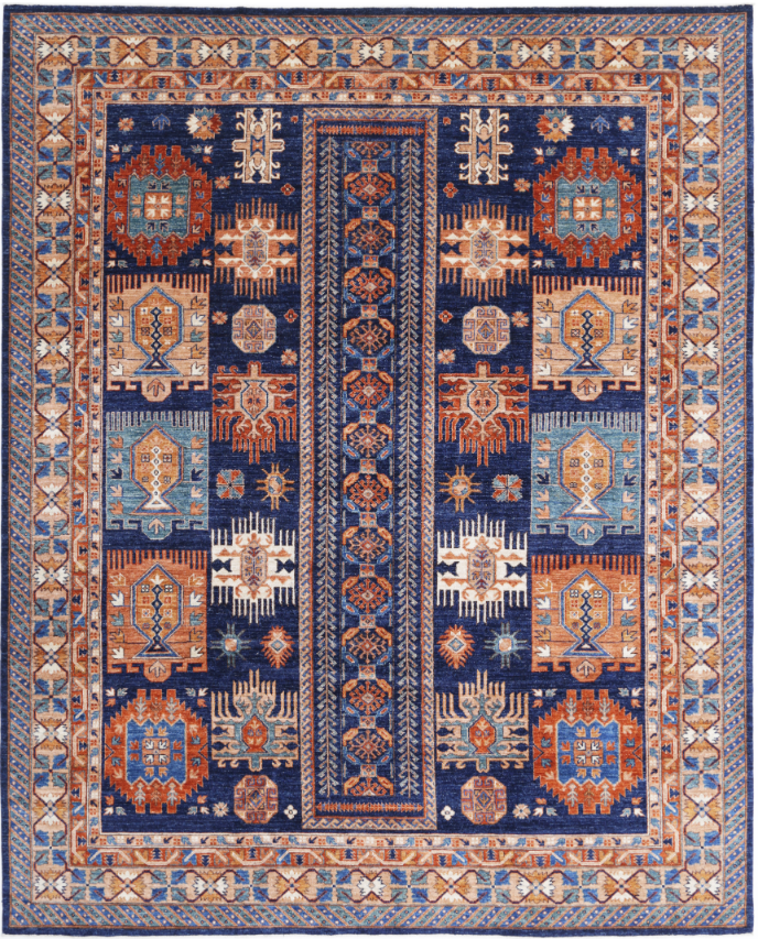 Hand Knotted Humna Wool Rug - 8' 1" X 10' 0" 8' 1" X 10' 0" (246 X 305) / Blue / Wool