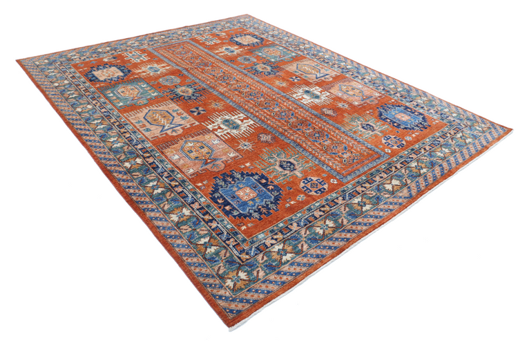 Hand Knotted Humna Wool Rug - 7' 10" X 9' 6" 7' 10" X 9' 6" (239 X 290) / Rust / Wool