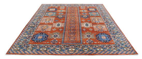 Hand Knotted Humna Wool Rug - 7' 10" X 9' 6" 7' 10" X 9' 6" (239 X 290) / Rust / Wool