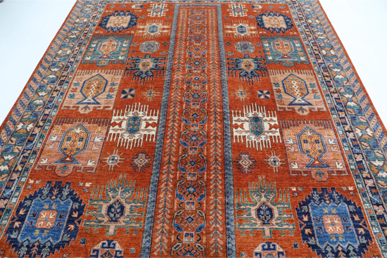 Hand Knotted Humna Wool Rug - 7' 10" X 9' 6" 7' 10" X 9' 6" (239 X 290) / Rust / Wool