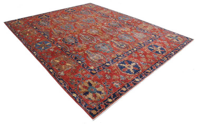 Hand Knotted Humna Wool Rug - 9' 3" X 11' 3" 9' 3" X 11' 3" (282 X 343) / Red / Wool