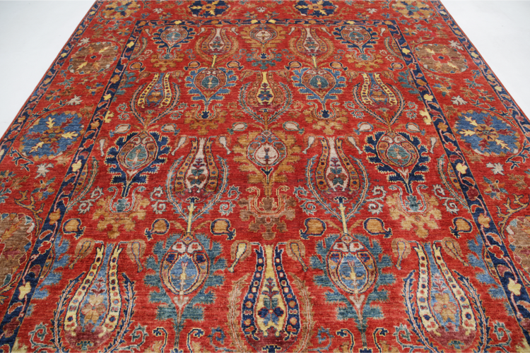 Hand Knotted Humna Wool Rug - 9' 3" X 11' 3" 9' 3" X 11' 3" (282 X 343) / Red / Wool