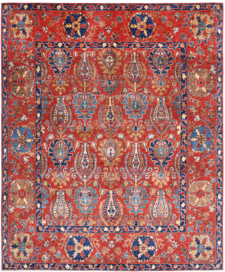 Hand Knotted Humna Wool Rug - 9' 3" X 11' 3" 9' 3" X 11' 3" (282 X 343) / Red / Wool