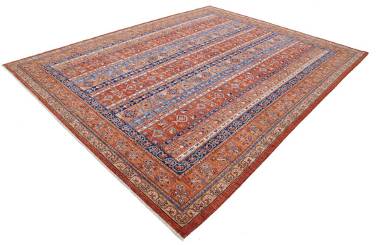 Hand Knotted Shaal Wool Rug - 9'2'' x 11'8''