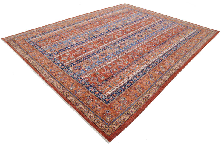 Hand Knotted Shaal Wool Rug - 9'2'' x 11'8''