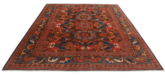 Hand Knotted Humna Wool Rug - 8' 4" X 9' 9" 8' 4" X 9' 9" (254 X 297) / Brown / Wool