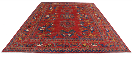 Hand Knotted Humna Wool Rug - 9' 0" X 12' 0" 9' 0" X 12' 0" (274 X 366) / Red / Wool