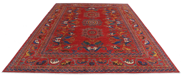 Hand Knotted Humna Wool Rug - 9' 0" X 12' 0" 9' 0" X 12' 0" (274 X 366) / Red / Wool