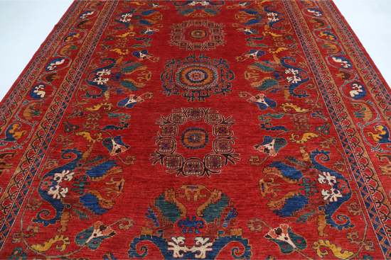 Hand Knotted Humna Wool Rug - 9' 0" X 12' 0" 9' 0" X 12' 0" (274 X 366) / Red / Wool