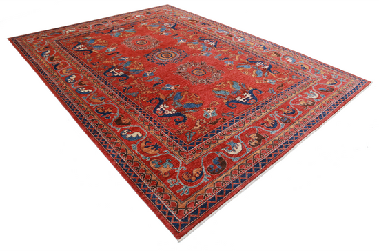 Hand Knotted Humna Wool Rug - 9' 0" X 11' 9" 9' 0" X 11' 9" (274 X 358) / Red / Wool