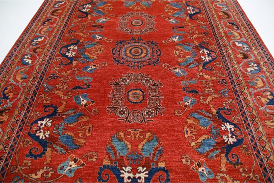 Hand Knotted Humna Wool Rug - 9' 0" X 11' 9" 9' 0" X 11' 9" (274 X 358) / Red / Wool