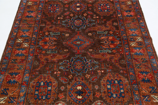 Hand Knotted Humna Wool Rug - 5' 1" X 6' 4" 5' 1" X 6' 4" (155 X 193) / Brown / Wool