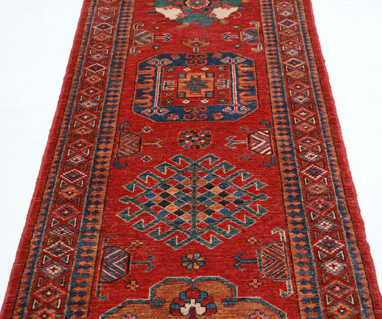Hand Knotted Nomadic Caucasian Humna Wool Rug - 2'9'' x 10'1''