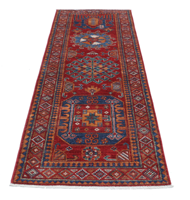 Hand Knotted Humna Wool Rug - 2' 9" X 8' 1" 2' 9" X 8' 1" (84 X 246) / Red / Wool