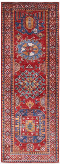 Hand Knotted Humna Wool Rug - 2' 9" X 8' 1" 2' 9" X 8' 1" (84 X 246) / Red / Wool