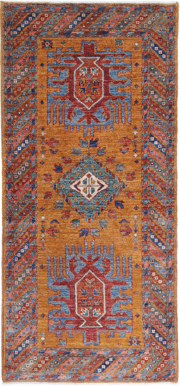 Hand Knotted Humna Wool Rug - 2' 7" X 5' 10" 2' 7" X 5' 10" (79 X 178) / Gold / Wool