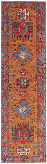 Hand Knotted Humna Wool Rug - 2' 8" X 9' 6" 2' 8" X 9' 6" (81 X 290) / Gold / Wool