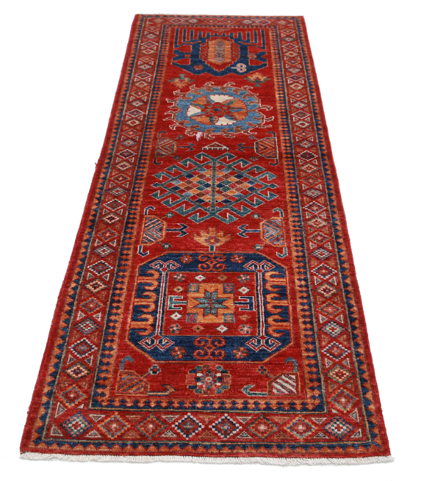 Hand Knotted Humna Wool Rug - 2' 9" X 7' 11" 2' 9" X 7' 11" (84 X 241) / Red / Wool