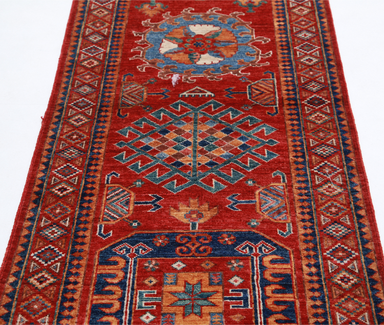 Hand Knotted Humna Wool Rug - 2' 9" X 7' 11" 2' 9" X 7' 11" (84 X 241) / Red / Wool