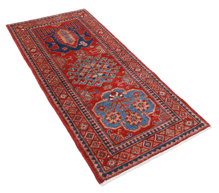 Hand Knotted Humna Wool Rug - 2' 9" X 5' 10" 2' 9" X 5' 10" (84 X 178) / Red / Wool