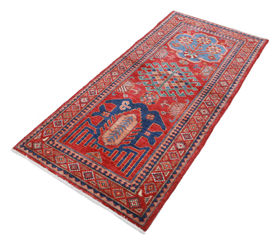 Hand Knotted Humna Wool Rug - 2' 9" X 5' 10" 2' 9" X 5' 10" (84 X 178) / Red / Wool