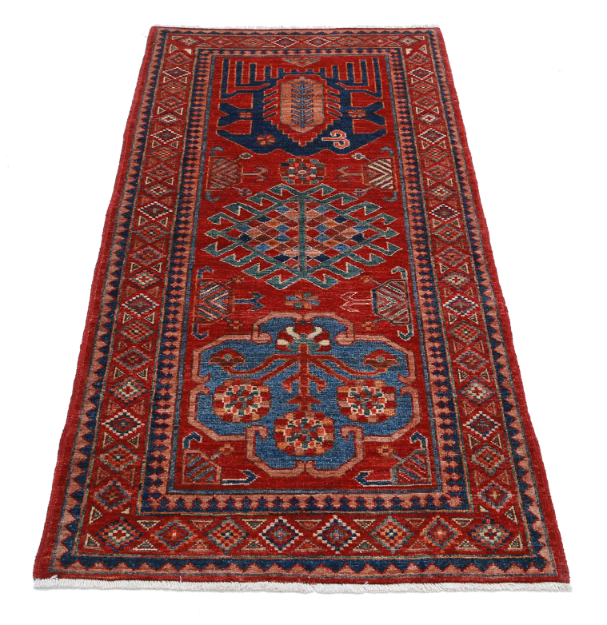 Hand Knotted Humna Wool Rug - 2' 9" X 5' 10" 2' 9" X 5' 10" (84 X 178) / Red / Wool